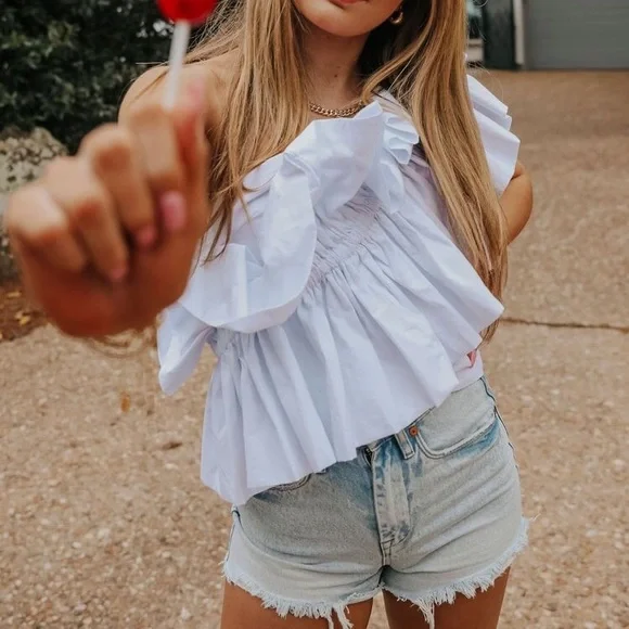 Zara Poplin Top with Ruffles - Picture 5 of 16